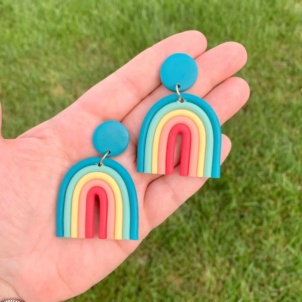 Ronnie Rainbow Earrings Teal - Picture 2 of 4